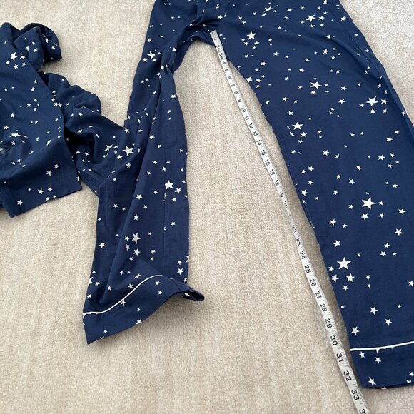 Victoria’s Secret Cotton Flannel Long Sleeve Blue Pajamas Set M Long - Picture 7 of 13